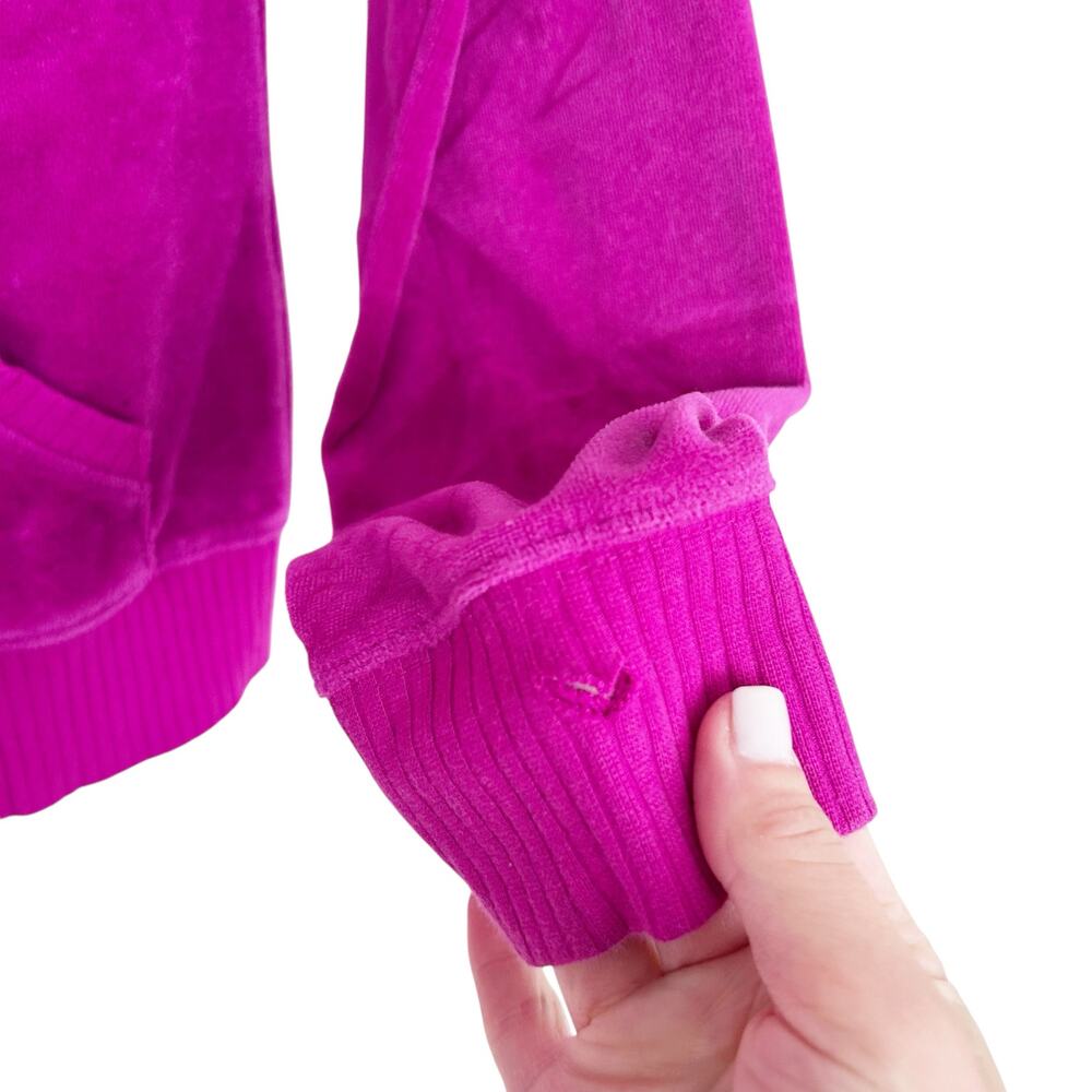 Plush & Lush Magenta Velour Full Zip Hoodie Sz S - Picture 4 of 5